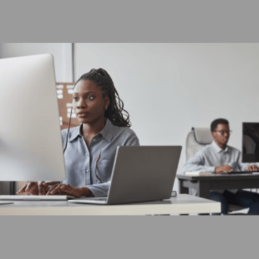 young adult operating computer